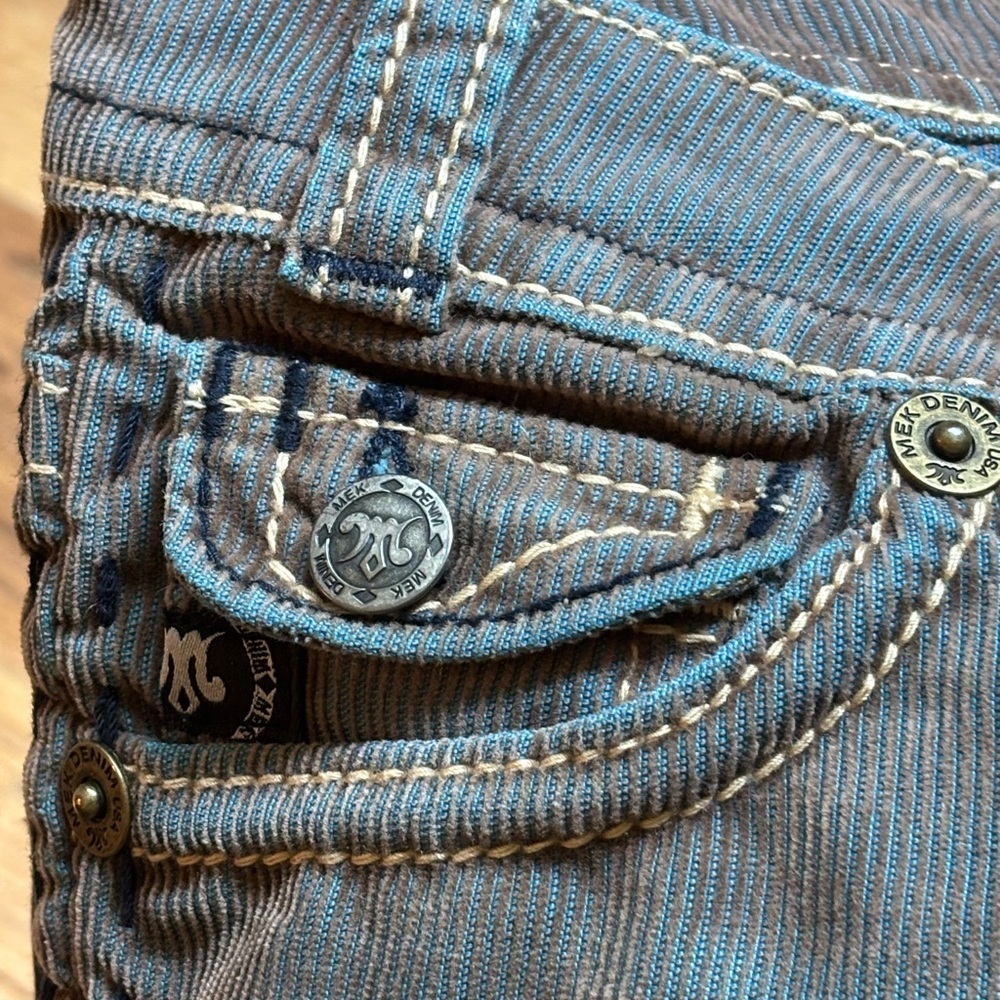 MEK Women's Boot Cut Corduroy- Blue and Brown